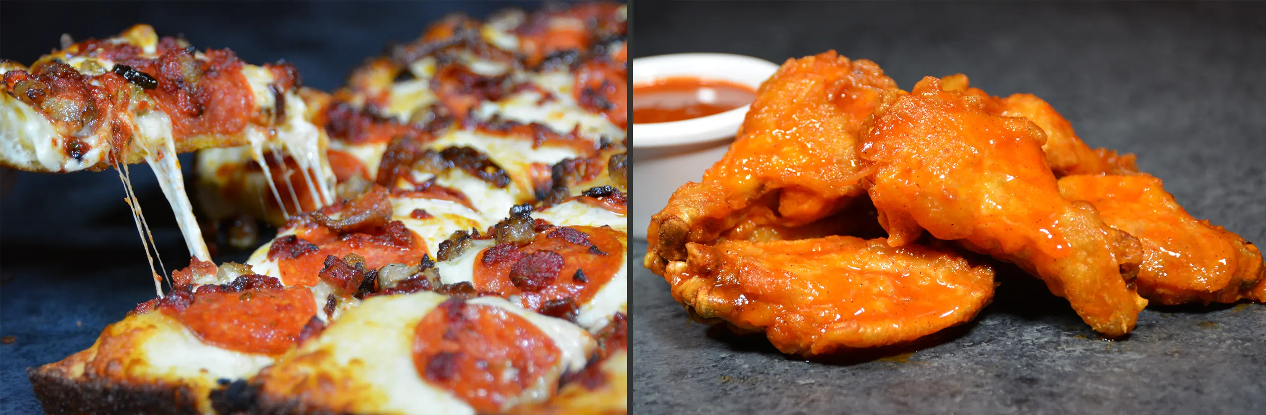 Banner image displaying pizza and wings